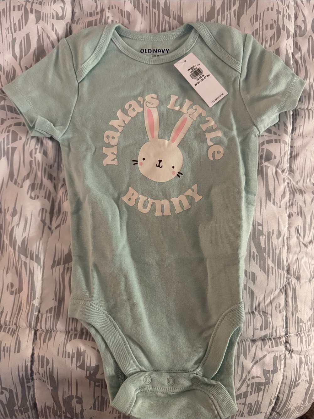Old Navy Mint Green Baby Bodysuit with Bunny Graphic